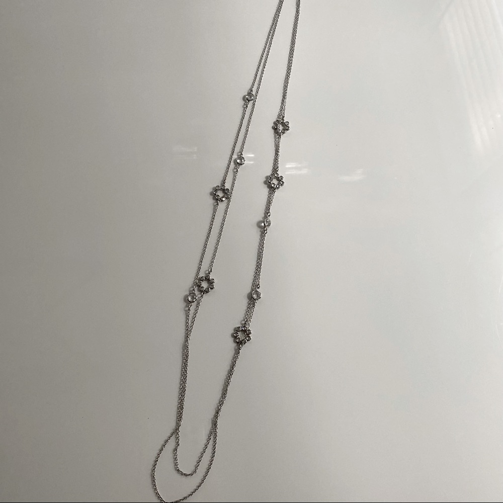Silver Flower Gem Necklace